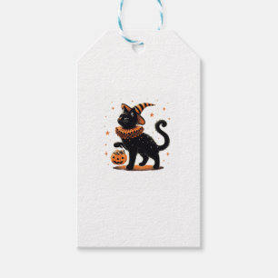 Cat Halloween Funny Spooky Season Cat Witch Pumpki Gift Tags