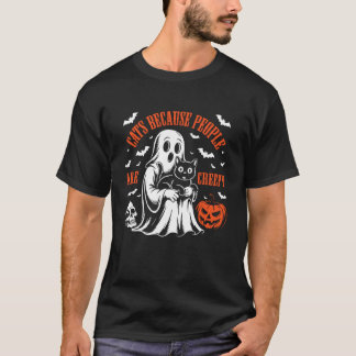 Cat Halloween Ghost Costume, Cats Because People a T-Shirt