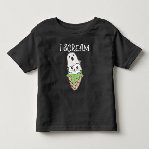Cat Halloween Ghost I Scream Ice Cream Pun Toddler T-Shirt