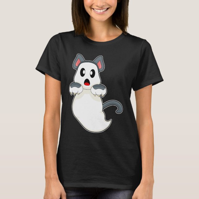 Cat Halloween Ghost T-Shirt (Front)