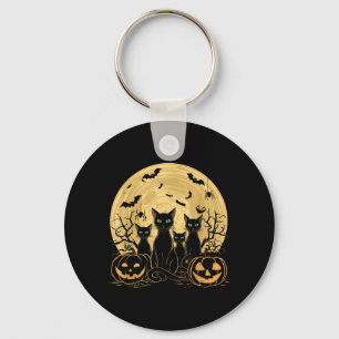 Cat Halloween Moon Key Ring