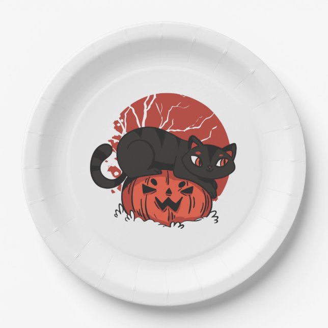 Cat Halloween Paper Plate (Front)