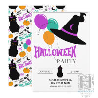 Cat Halloween Party Invitation