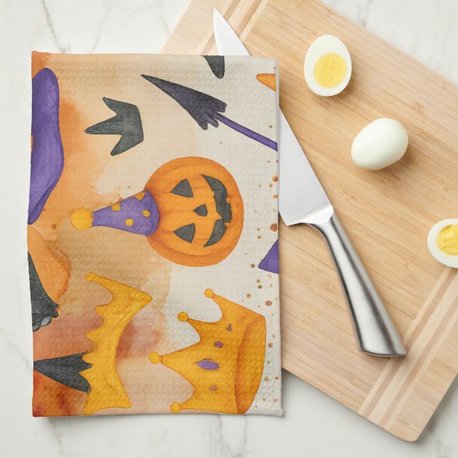 Cat Halloween Party  Tea Towel (Quarter Fold)