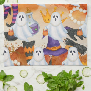 Cat Halloween Party Tea Towel