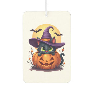 Cat Halloween Pumpkin Black Cat Car Air Freshener