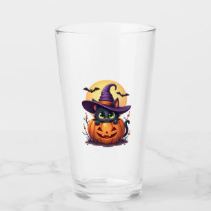 Cat Halloween Pumpkin Black Cat Glass