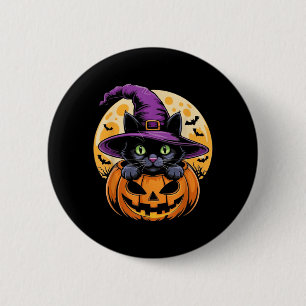 Cat Halloween Pumpkin Black Cat Scarry Spooky 6 Cm Round Badge