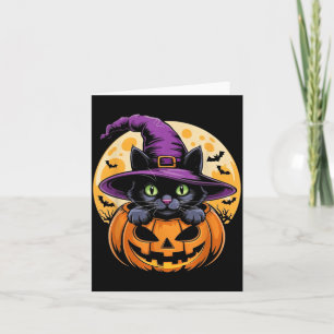 Cat Halloween Pumpkin Black Cat Scarry Spooky Card