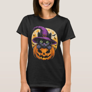 Cat Halloween Pumpkin Black Cat Scarry Spooky T-Shirt