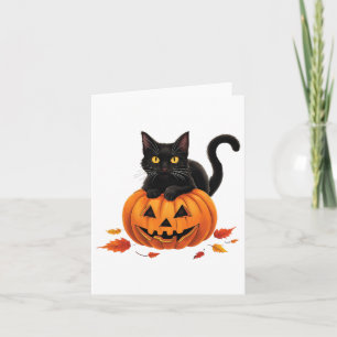 Cat Halloween Pumpkin For Women Men Kids Card