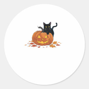 Cat Halloween Pumpkin For Women Men Kids Classic Round Sticker