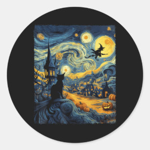 Cat Halloween Pumpkin Men Women Classic Round Sticker