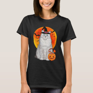 Cat Halloween Ragdoll Jack O Lantern Pumpkin T-Shirt