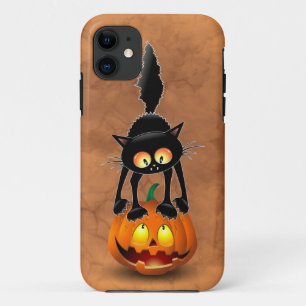 Cat Halloween Scared Cartoon on Pumpkin Case-Mate iPhone Case