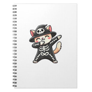 Cat Halloween Skeleton Cute Cat Kids  Notebook