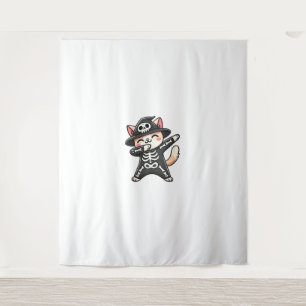 Cat Halloween Skeleton Cute Cat Kids Tapestry