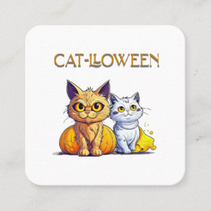 Cat Halloween Square Business Card