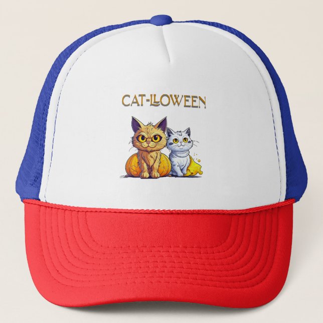 Cat Halloween  Trucker Hat (Front)