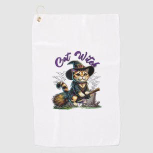 Cat Halloween Witch Costume Farmer Family Kids Tod Golf Towel