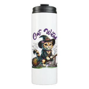 Cat Halloween Witch Costume Farmer Family Kids Tod Thermal Tumbler