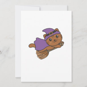 Cat Halloween Witch Kids Witch Costume Holiday Card