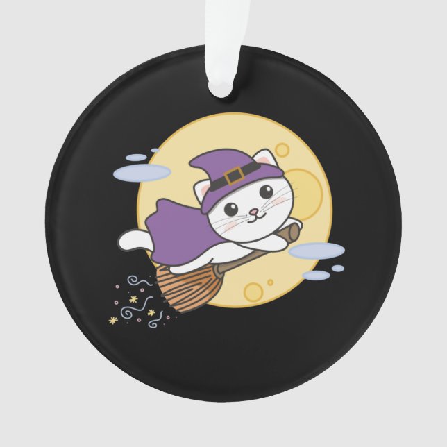 Cat Halloween Witch Kids Witch Costume Ornament (Front)
