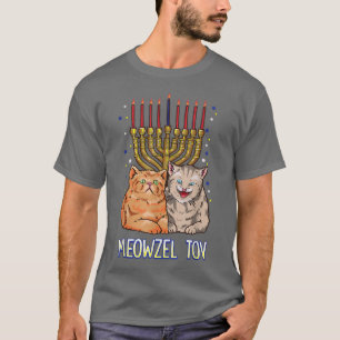 Cat Hanukkah Menorah Meowzel Tov Jewish Mazel tov  T-Shirt