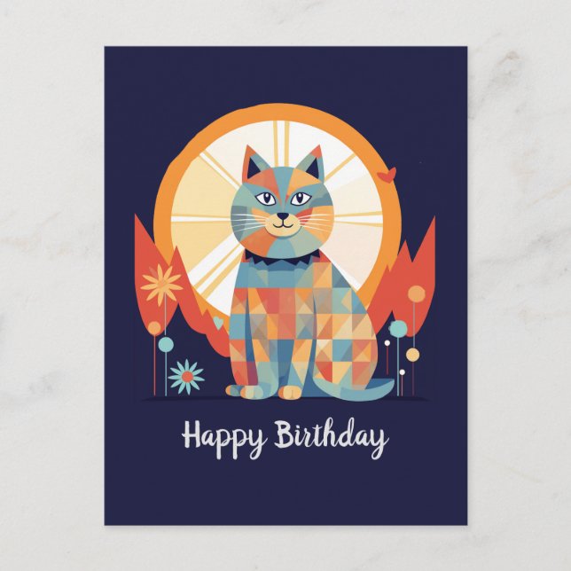 Cat Happy Birthday Postcard (Front)