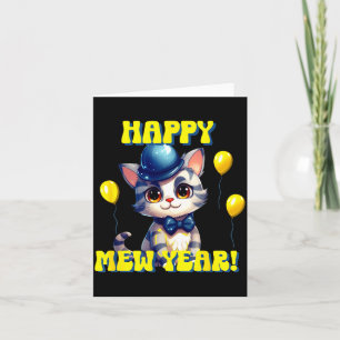 Cat Happy New Year Mew Year Funny New Years Party Card