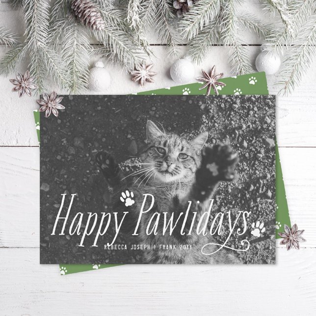 Cat Happy Pawlidays Pet Holiday Card (Creator Uploaded)