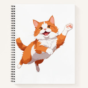 Cat Happy Playful Fun Jumping In The Air Joyful Notebook