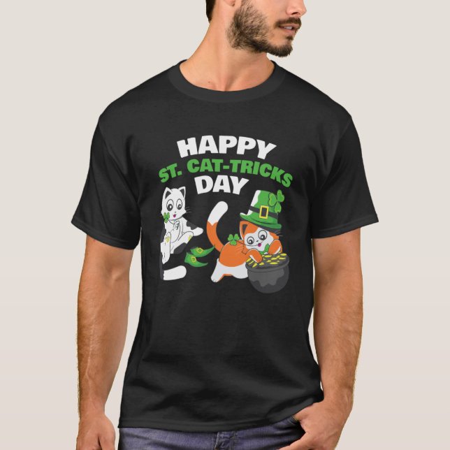 Cat Happy St Catricks Day Ireland Party Irish Kitt T-Shirt (Front)