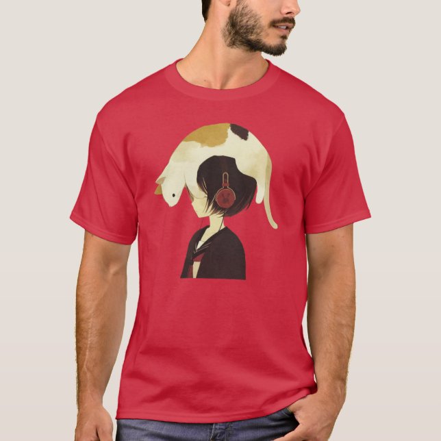 CAT HAT - Anime Child with Cat T-Shirt (Front)