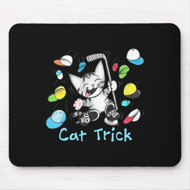 Cat Hat Trick Ice Hockey Goal Scoring Kitten Kitty Mouse Pad (Front)