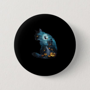 Cat Haunted Horror House Halloween Mens Womens Kid 6 Cm Round Badge