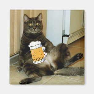 Cat Having A Beer Magnet
