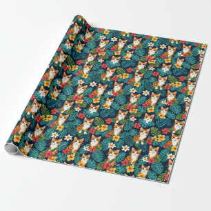 Cat Hawaiian shirt style pattern tropical ginger Wrapping Paper
