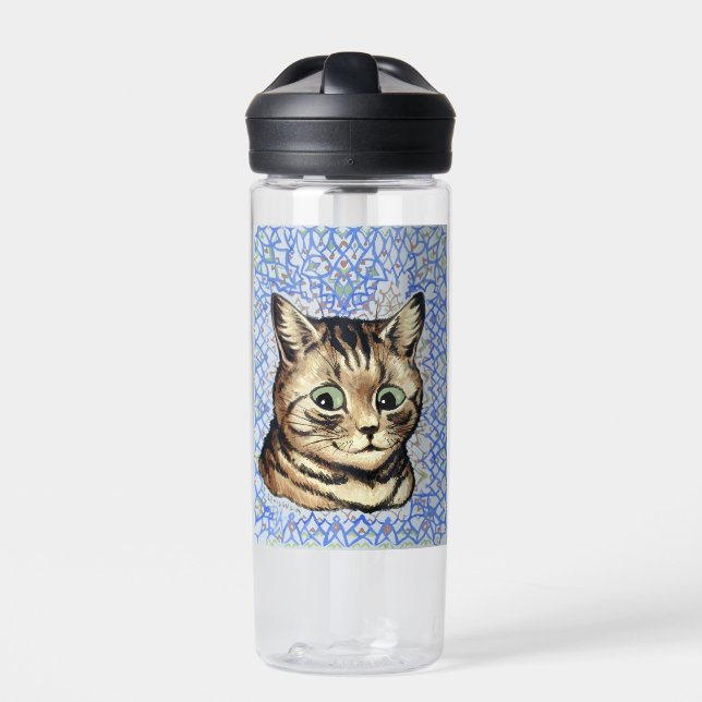 Cat head drawing by Louis Wain  Water Bottle (Front)