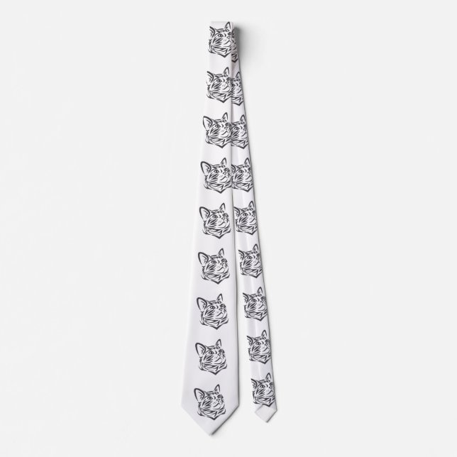 Cat head in ornament - Choose background colour Tie (Front)