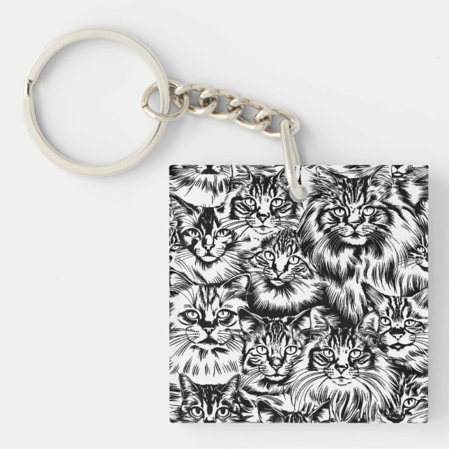 Cat Head Pattern Key Ring (Front)