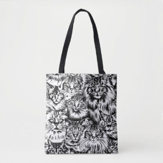 Cat Head Pattern Tote Bag