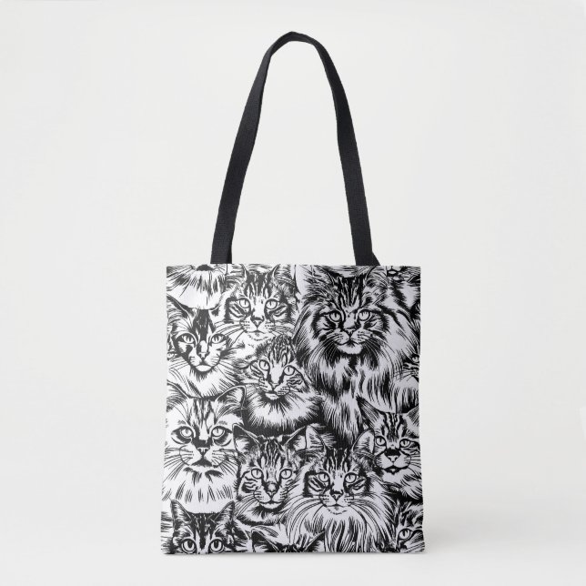 Cat Head Pattern Tote Bag (Front)