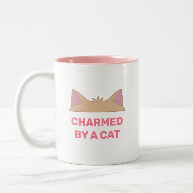 Cat Head & Personalised Funny Cat Quote Two-Tone Coffee Mug (Left)