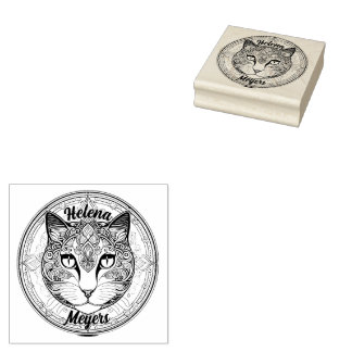 cat head rubber stamp