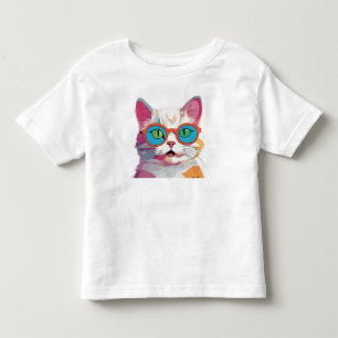 Cat Head Wearing Glasses Clipart Toddler T-Shirt