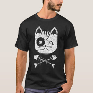 Cat Head With Fish Bone Vintage Cat T-Shirt