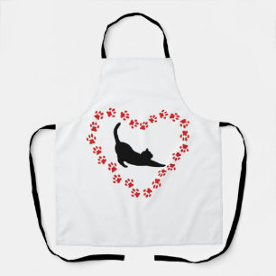 Cat & Heart made of cat paws Apron