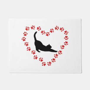 Cat & Heart made of cat paws Doormat