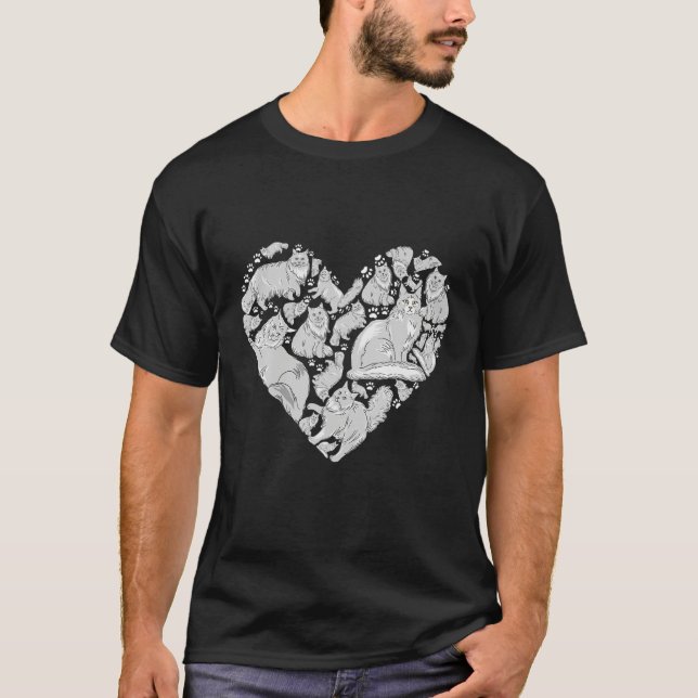 Cat Heart Maine Coon T-Shirt (Front)